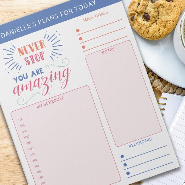 Daily Planner Goals Notes Reminders and Quote