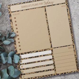 Daily Planner Leopard Print Notes Meals To Do List
