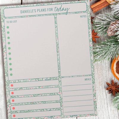 Daily Planner Winter Greenery Note Meal To Do List