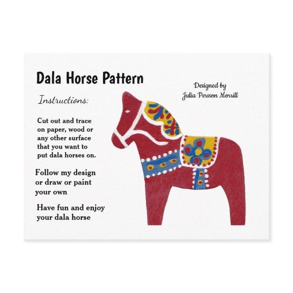 Dala Horse Pattern to Share Holiday Postcard