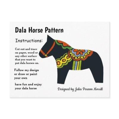 Dala Horse Pattern to Share Holiday Postcard