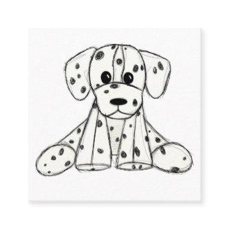 Dalmatian stuffed dog drawing outline simple black square