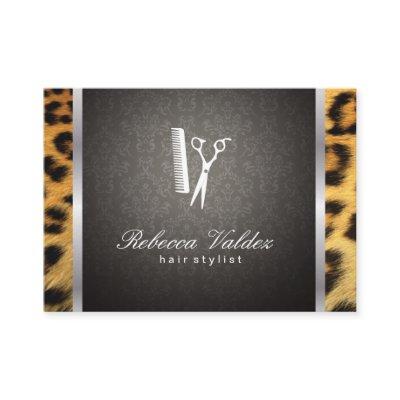 Damask / Cheetah Print / Silver Trim