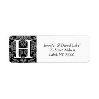Damask Monogram H Return Address Labels