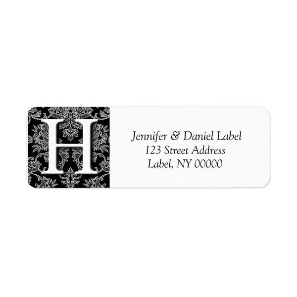 Damask Monogram H Return Address Labels