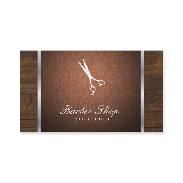 Damask Orange / Wood / Silver Trim