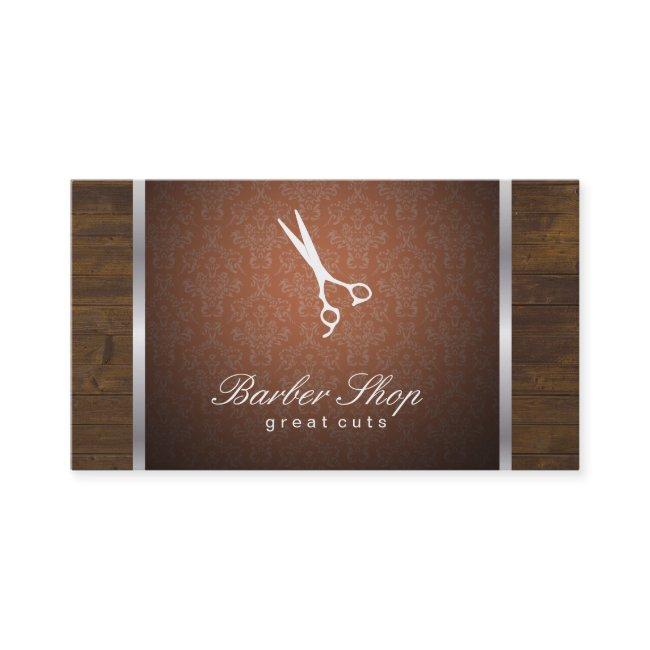 Damask Orange / Wood / Silver Trim