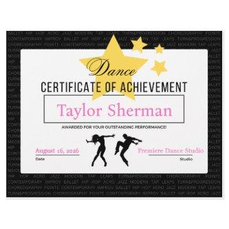 Dance Achievement Certificate Recital Award Stars Letterhead