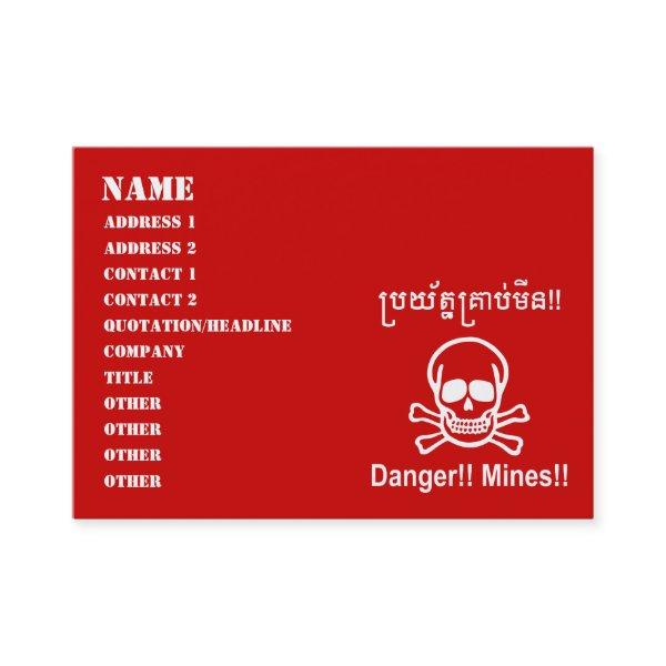 Danger!! Mines!! ☠ Cambodian Khmer Sign ☠