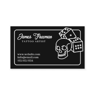 Dark Black and White Skull Dice Tattoo Artist