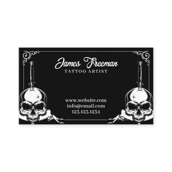 Dark Black and White Skulls Knives Tattoo Artist