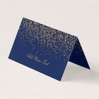 Dark Blue and Gold Confetti | Place Cards