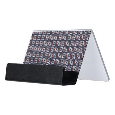 Dark Blue and Red Geometric Triangles Pattern Desk  Holder