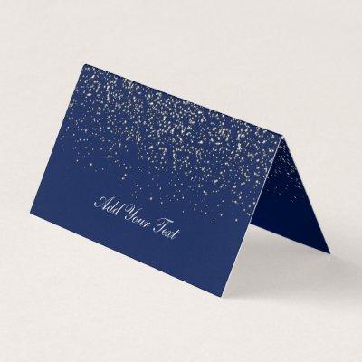 Dark Blue and Silver Confetti | Place Cards