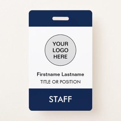 Dark Blue Company Logo Employee Name Badge