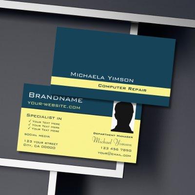 Dark Blue Light Yellow with Photo Professional