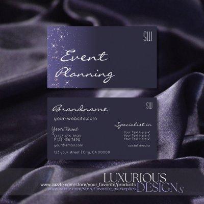 Dark Blue Sparkling Glitter Stars with Monogram