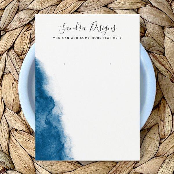 Dark blue watercolor earring display card