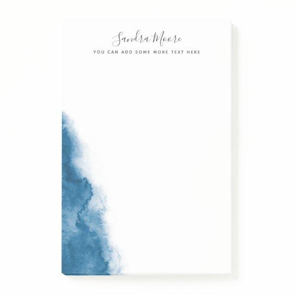 Dark blue watercolor personalized name post-it notes