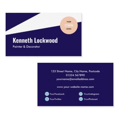 Dark Blue White Modern Minimalist Style