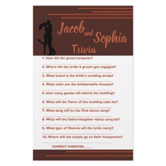 DARK, BRIDE & GROOM TRIVIA SHOWER GAME CARD FLYER