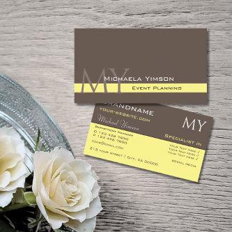 Dark Brown Light Yellow with Initials Professional