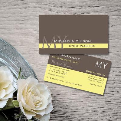 Dark Brown Light Yellow with Initials Professional