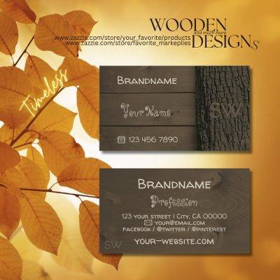 Dark Brown Nature Wooden Boards Tree Bark Monogram