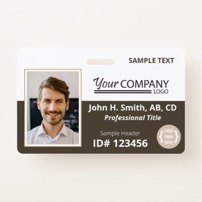 Dark Brown White Logo Entry Employee Photo ID Badge