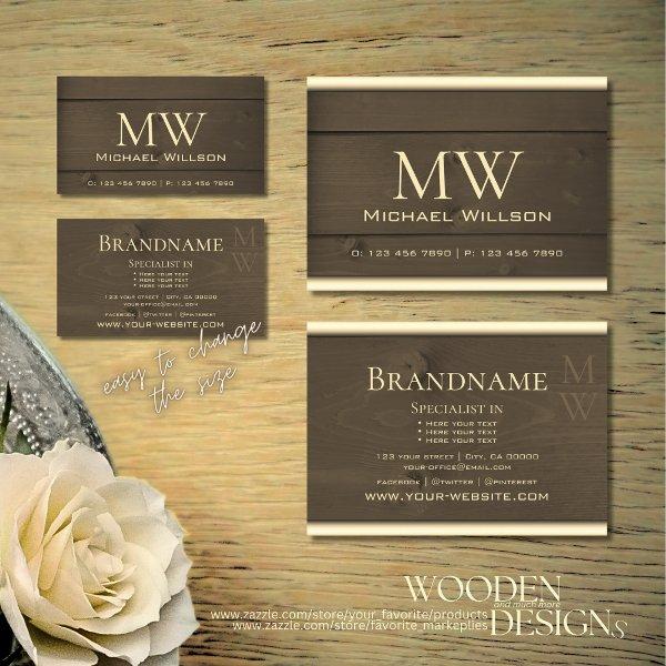 Dark Brown Wooden Boards Wood Grain Look Monogram