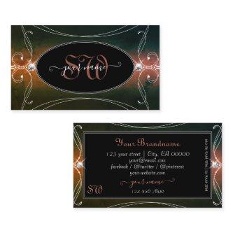 Dark Colorful Ornate Sparkling Diamonds Initials