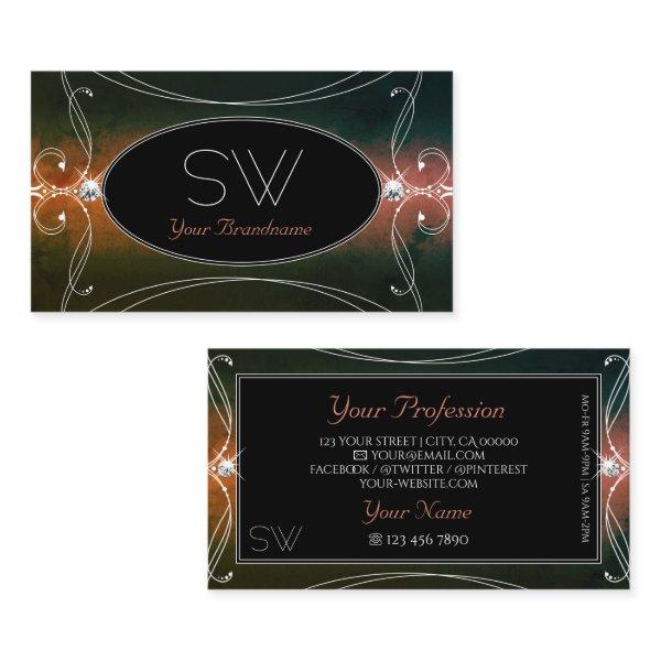 Dark Colorful Ornate Sparkling Diamonds Monogram