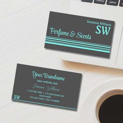 Dark Gray and Teal Stripes with Monogram Stylish