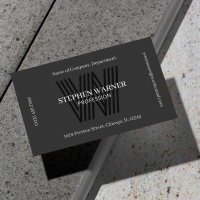 Dark Gray Black Typography Monogram One Sided