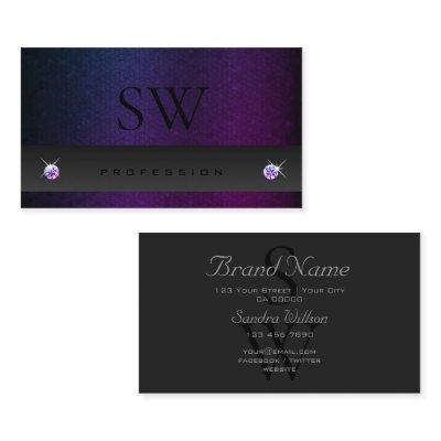 Dark Gray Blue Purple Gradient Pattern Initials