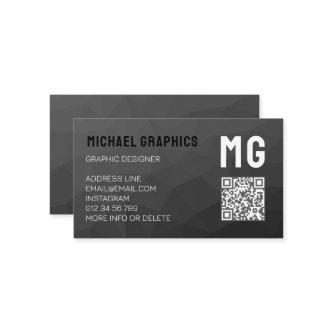 Dark Gray geometric mesh pattern QR code Monogram
