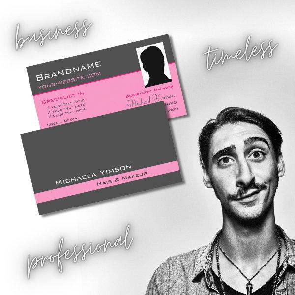 Dark Gray Light Pink with Photo Professional Chic