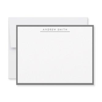 Dark Gray Simple Line Modern Classic Minimalist Note Card