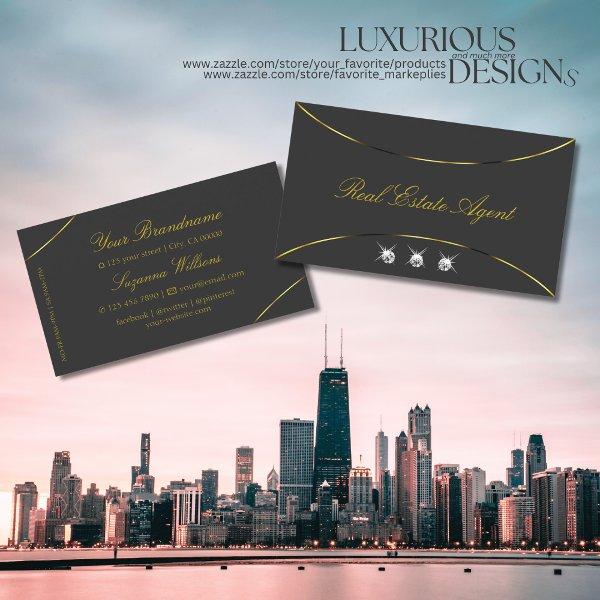 Dark Gray with Gold Decor and Diamonds Luxurious