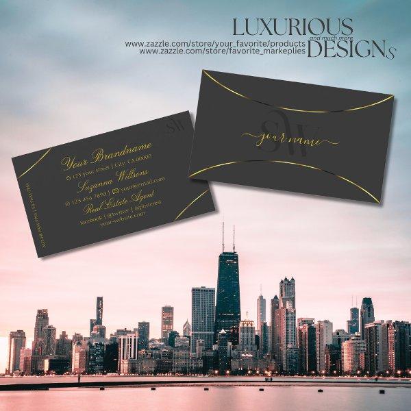 Dark Gray with Gold Decor and Monogram Luxurious
