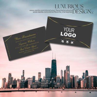 Dark Gray with Gold Decor Diamonds and Logo Modern