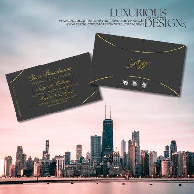 Dark Gray with Gold Decor Diamonds and Monogram