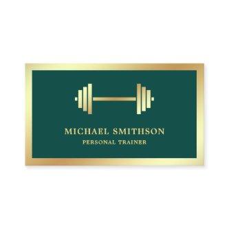 Dark Green Gold Dumbbell Fitness Personal Trainer