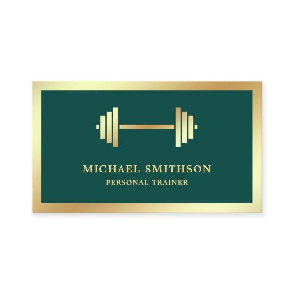 Dark Green Gold Dumbbell Fitness Personal Trainer