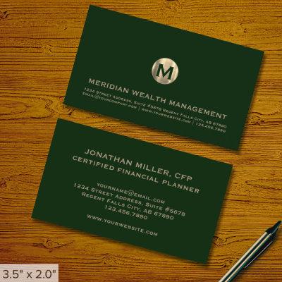 Dark Green Gold Monogram Financial