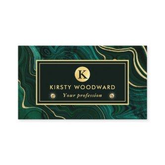 Dark Green Malachite and Gold Foil Strata Veining
