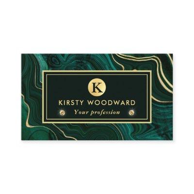 Dark Green Malachite and Gold Foil Strata Veining