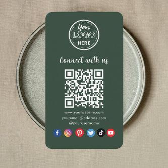 Dark Green QR Code Connect With Us Social Media