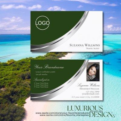 Dark Green White Silver Decor with Logo and Photo