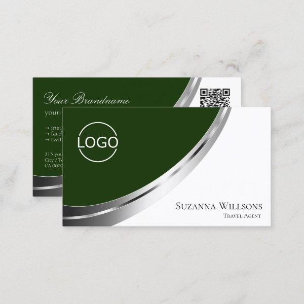 Dark Green White Silver Decor with Logo and QRCode